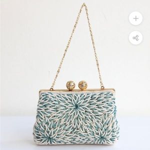 Turquoise Starbursts Vintage 1950’s Beaded Handbag